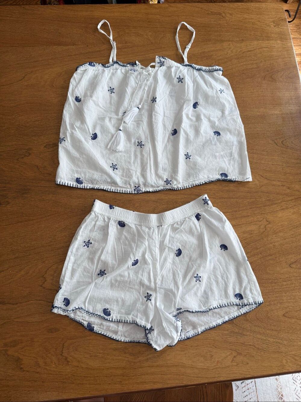 Calypso St. Barth Women's Embroidered Cami Top and Shorts Pajama Set White Small